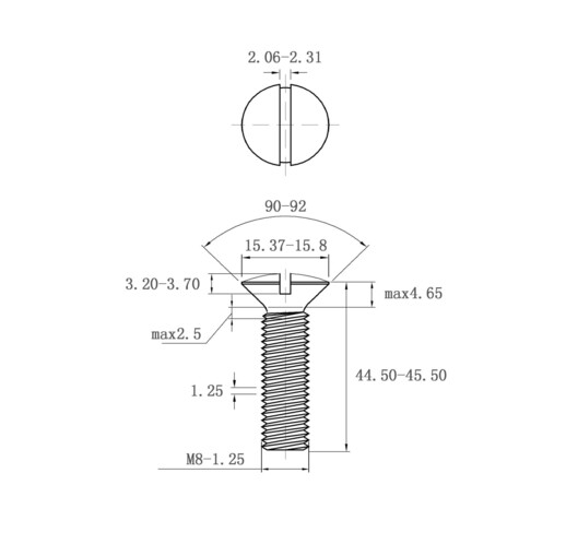 gb69 m8*45 一字半沉头机螺钉