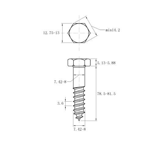 din571 st8*80 六角头木螺钉